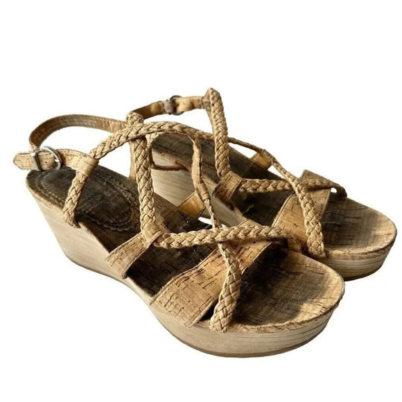 Baretraps Mairi Wedge Sandals Women's 9 Tan‎ Cork Platform - Picture 1 of 7